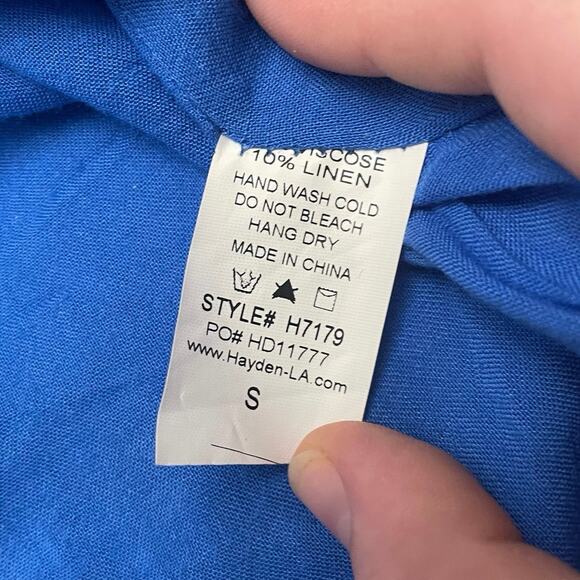 Hayden Floral Smocked High Neck Mini Dress Womens Small Blue Spring Cottage Core - Picture 7 of 7